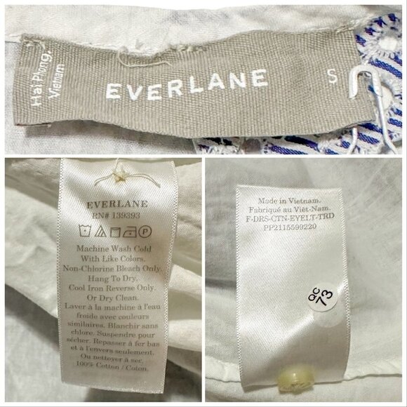 EVERLANE THE TIERED EYELET MIDI DRESS BLUE / WHITE SIZE S, New with tag - Picture 14 of 16